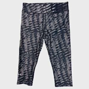 Under Armour Compression Heatgear Large Capri Leggings Gray Black Polyester